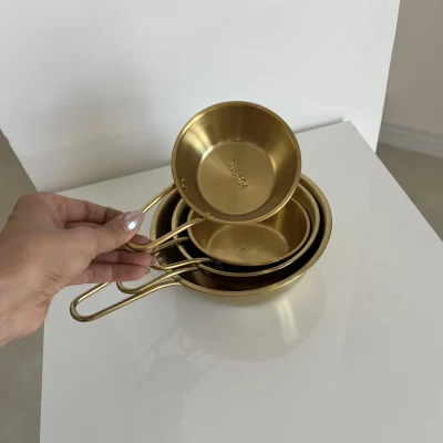 تابه گرد تک دسته استیل طلایی