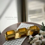 مزه خوری مربع دو دسته استیل طلایی 10*10